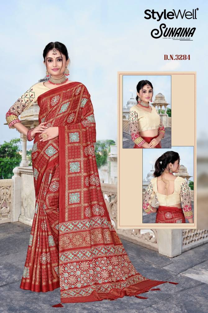 Sunaina By Stylewell Silk Printed Sarees Wholesale Price In Surat